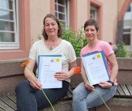 Die Jünkerather Kita-Sozialarbeiterinnen Steffi Hansmair und Ramona Bauer